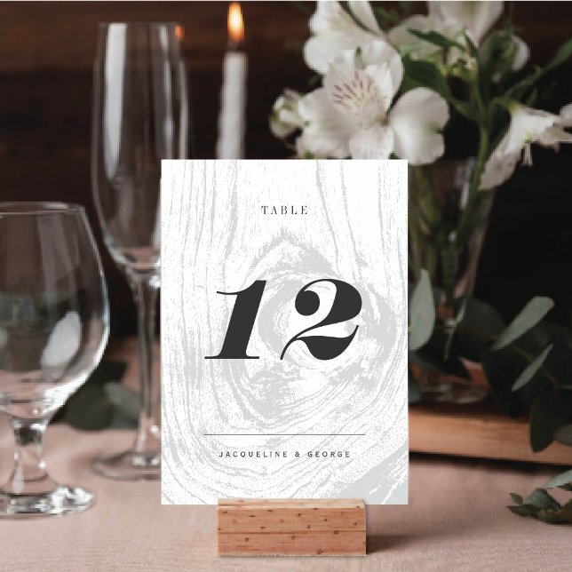Classic Rustic Woodgrain Mariage Carte Numéro de t (Modern Classic Rustic Woodgrain Wedding Table Number Card @ fatfatin_blue_knot)