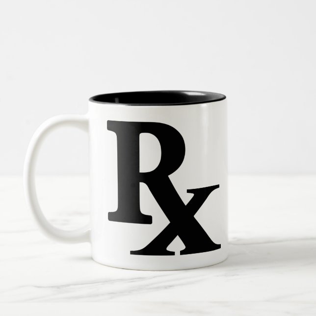 Classic Rx Pharmacy Icon print pharmacist gift Two-Tone Coffee Mug (Left)