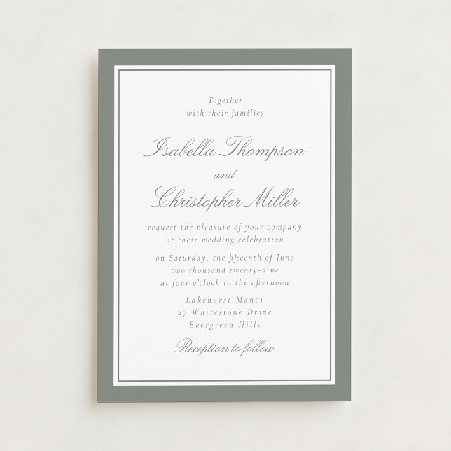 Classic Sage Border Formal Wedding Invitation (Creator Uploaded)