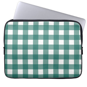 Classic Sage Green and White Gingham Plaid Chequer Laptop Sleeve