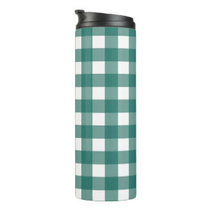 Classic Sage Green and White Gingham Plaid Chequer Thermal Tumbler