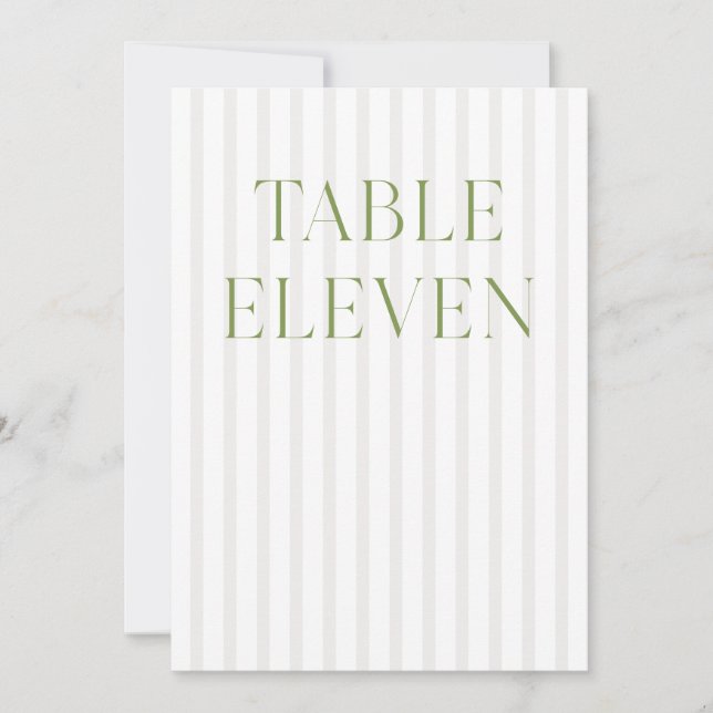 Classic Sage Green & Beige Wedding 11 Table Number (Front)