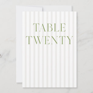 Classic Sage Green & Beige Wedding 20 Table Number