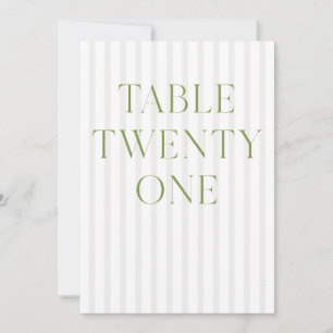 Classic Sage Green & Beige Wedding 21 Table Number