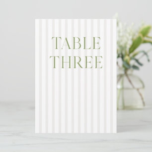 Classic Sage Green & Beige Wedding Table Number