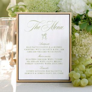 Classic Sage Green & Blue Striped Wedding Menu