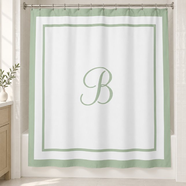 Classic Sage Green Border Script Monogram Letter (Creator Uploaded)