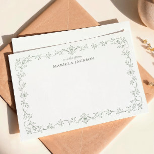 Classic Sage Green Botanical Border Card