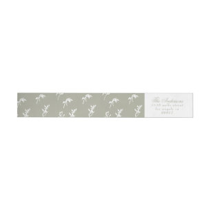classic sage green botanical crest wedding return wrap around label