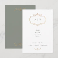 classic sage green elegant gold monogram wedding