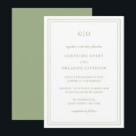Classic Sage Green Elegant Wedding Invitation<br><div class="desc">Classic style sage green wedding invitation featuring a simple and minimal design with your monogram at the top and your event details surrounded by a double border.  The fonts alternate between and elegant script,  a traditional serif and minimalist sans serif fonts.  This invitation is great for a formal wedding.</div>