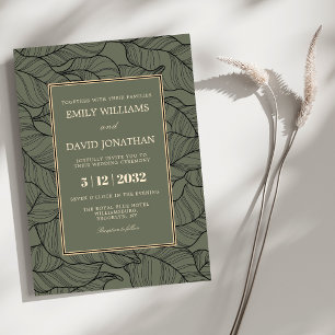 Classic Sage Green Floral Pattern Elegant Invitation