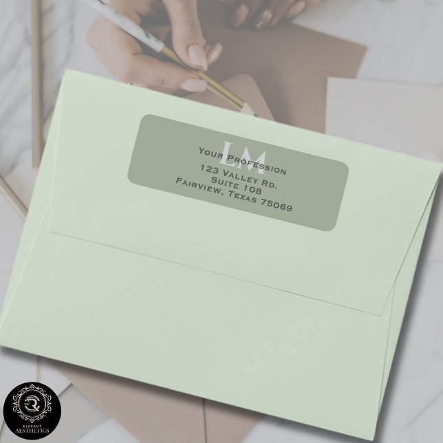 Classic Sage Green Monogram Branding Address  (Classic Sage Green Monogram Branding Address Label)
