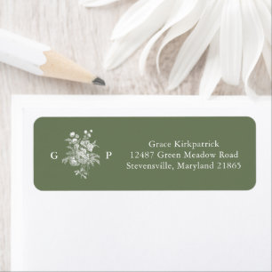 Classic Sage Green Monogram Return Address 