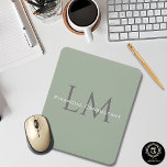 Classic Sage Green Monogram Workspace Accent Mouse Pad<br><div class="desc">A classic sage green monogram design created for modern workspaces and understated business aesthetics. This minimalist design blends clean typography with a neutral color palette, making it perfect for professionals, creatives, and small business owners who appreciate subtle luxury. Ideal for office desks, home workspaces, branding touches, and thoughtful gifts, this...</div>