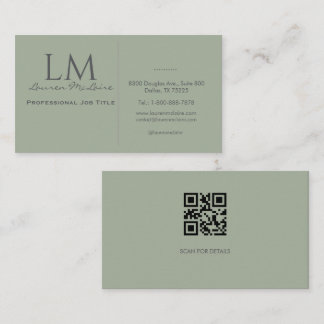 Classic Sage Green QR Code Business Branding Card