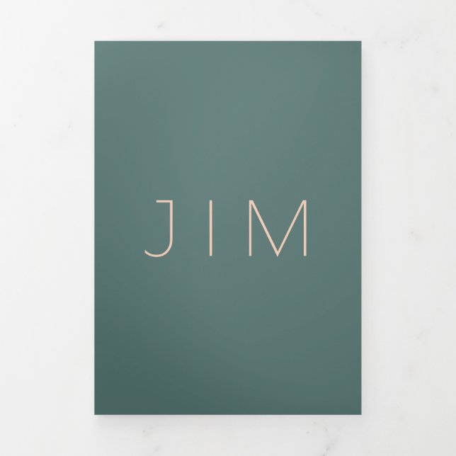 Classic Sage Green Simple Formal minimal Wedding Tri-Fold Card (Cover)