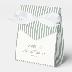 Classic Sage Green Stripe Script Bridal Shower Favor Box