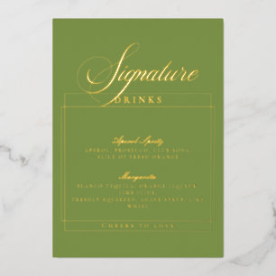 Classic Sage Green Wedding Signature Drinks Sign