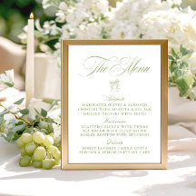 Classic Sage Green & White Bow Wedding Menu