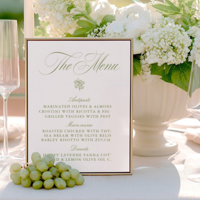Classic Sage Green & White Mariage Menu (Classic Sage Green & White Wedding Menu)