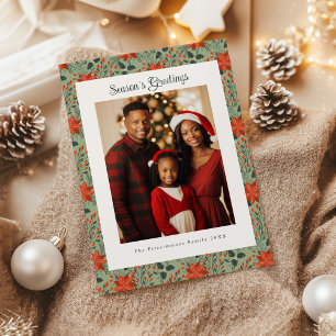 Classic Sage Poinsettia Carte photo de vacances