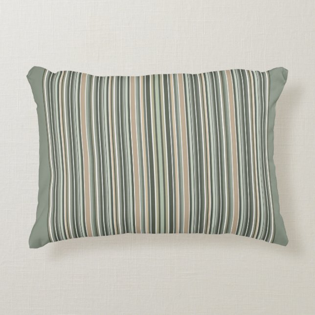 Classic Sage Stripes Accent Pillow (Front)