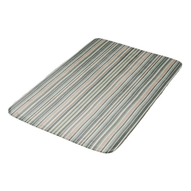 Classic Sage Stripes Bath Mat (Angled)