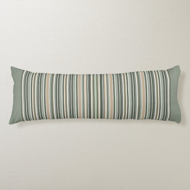 Classic Sage Stripes Body Pillow (Front)
