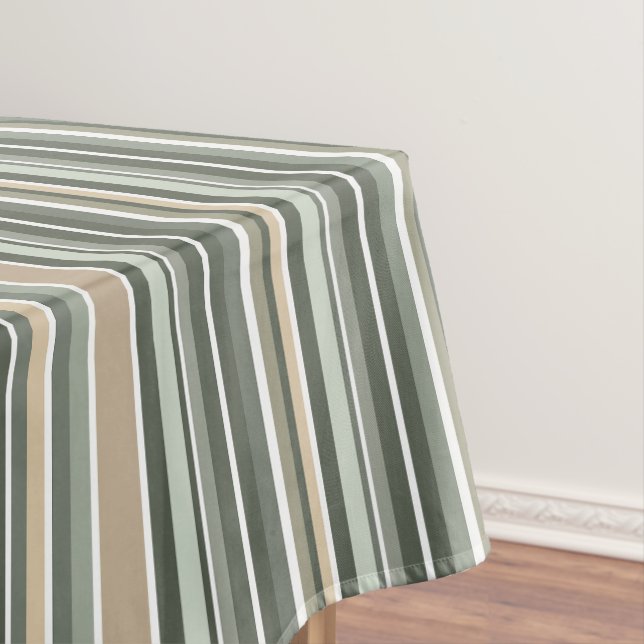 Classic Sage Stripes Tablecloth (In Situ)