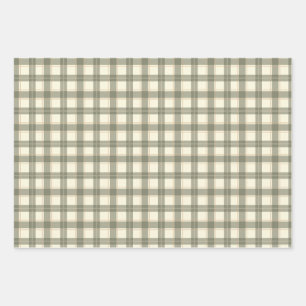 Classic Sage Tartan Wrapping Paper Sheet Set