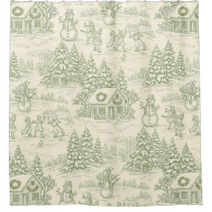 Classic Sage Winter Countryside Toile Pattern