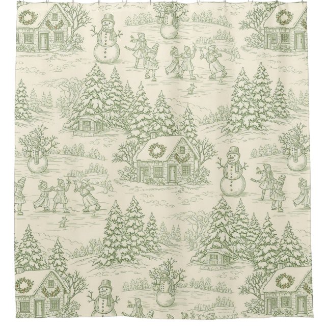 Classic Sage Winter Countryside Toile Pattern (Front)