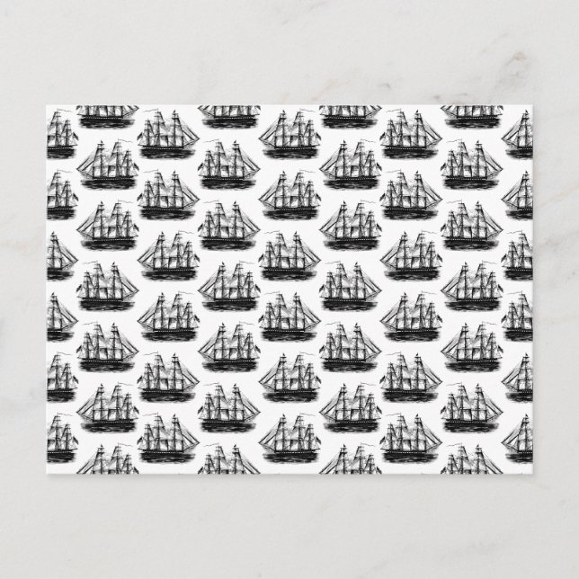 Classic Sailing Ships CUSTOM BACKGROUND COLOR Postcard (Front)