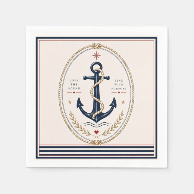 Classic Sailorcore Nautical Paper Napkins (Front)