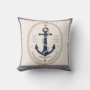 Classic Sailorcore Nautical Throw Blanket Pillow