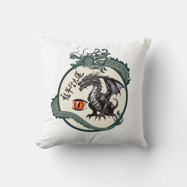 Classic samurai dragon  throw pillow (Front)