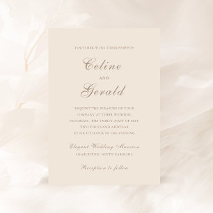 Classic Sandy Neutral Elegant Wedding Invitation