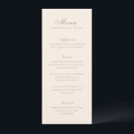 Classic Sandy Neutral Elegant Wedding Menu<br><div class="desc">Classic wedding menus featuring a simple and timeless design with elegant script and traditional serif fonts.</div>