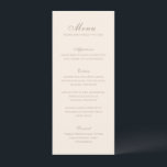 Classic Sandy Neutral Elegant Wedding Menu<br><div class="desc">Classic wedding menus featuring a simple and timeless design with elegant script and traditional serif fonts.</div>