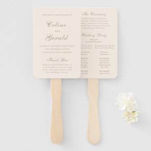 Classic Sandy Neutral Elegant Wedding Program Hand Fan