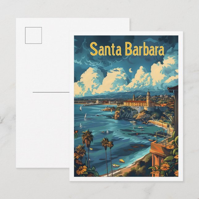 Classic Santa Barbara USA Retro Vintage Travel Postcard (Front/Back)