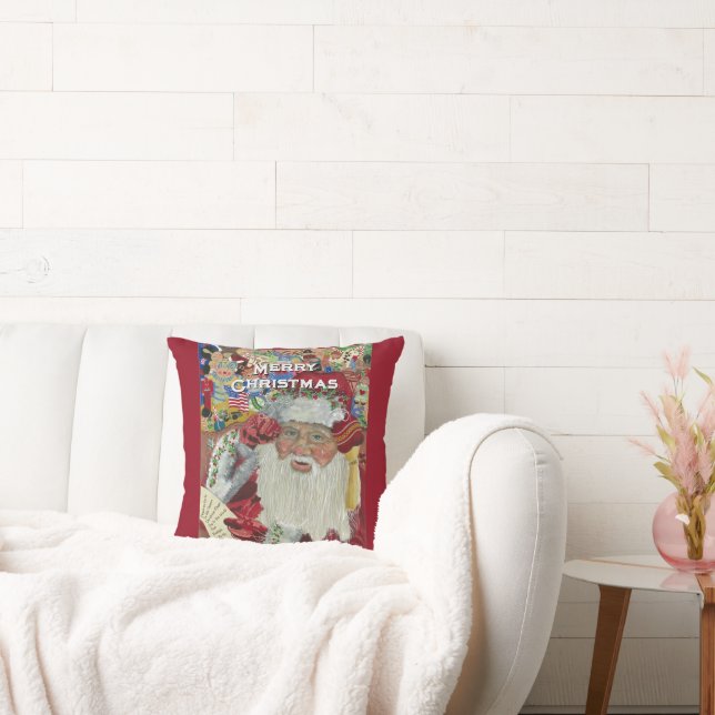 Classic Santa - Checking It Twice Holiday Artwork Throw Pillow (Couch)