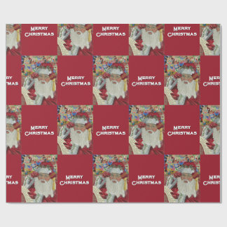 Classic Santa - Checking It Twice Holiday Burgundy Wrapping Paper