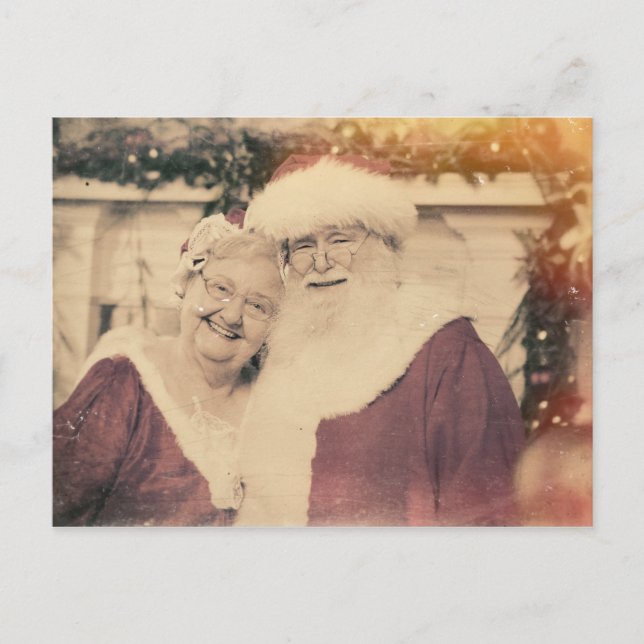 Classic Santa Claus and Ms. Claus Holiday Postcard (Front)
