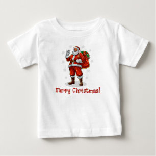 Classic Santa Claus bringing Christmas presents Baby T-Shirt