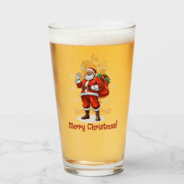 Classic Santa Claus bringing Christmas presents Glass (Front Filled)