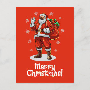 Classic Santa Claus bringing Christmas presents Holiday Postcard