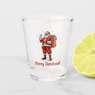 Classic Santa Claus bringing Christmas presents Shot Glass