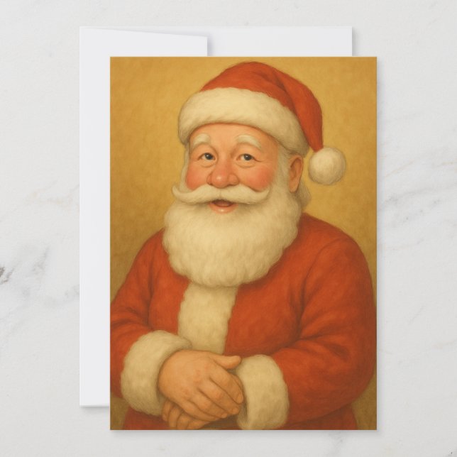 Classic Santa Claus Christmas Card – Vintage Oil P (Front)